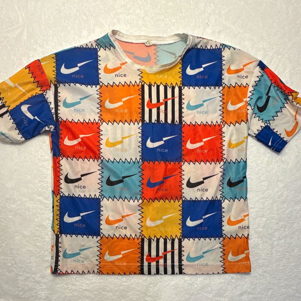 Nike Men's Multicolor Logo Graphic Print Crew Neck Short Sleeve T-Shirt S